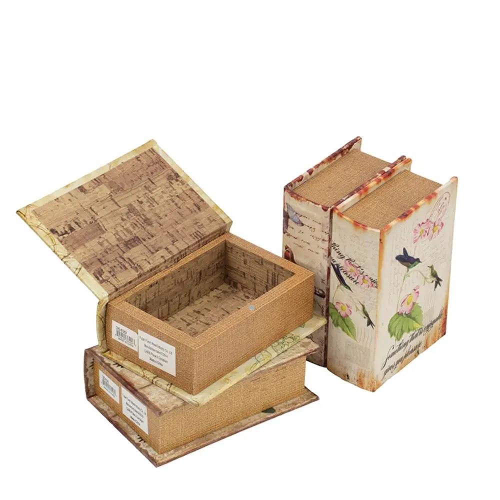 Book Boxes With Birds, Flowers, And Handwriting Design (Set of 4) - Multi by Unique Piece Furniture
