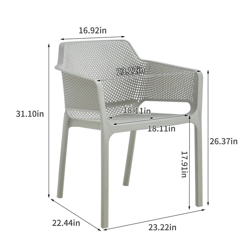 3 Piece Plastic Arm Chair Bistro Grs Premium Ocean Plastic by HouseOfZazla