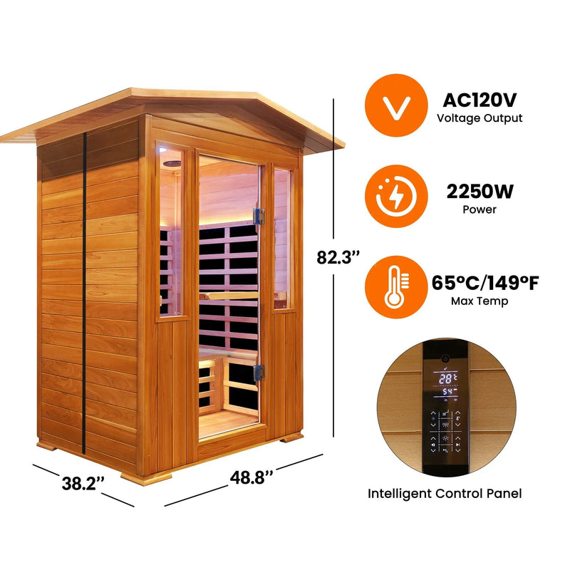 Outdoor Double Red Cedar Far Infrared Sauna Room by HouseOfZazla