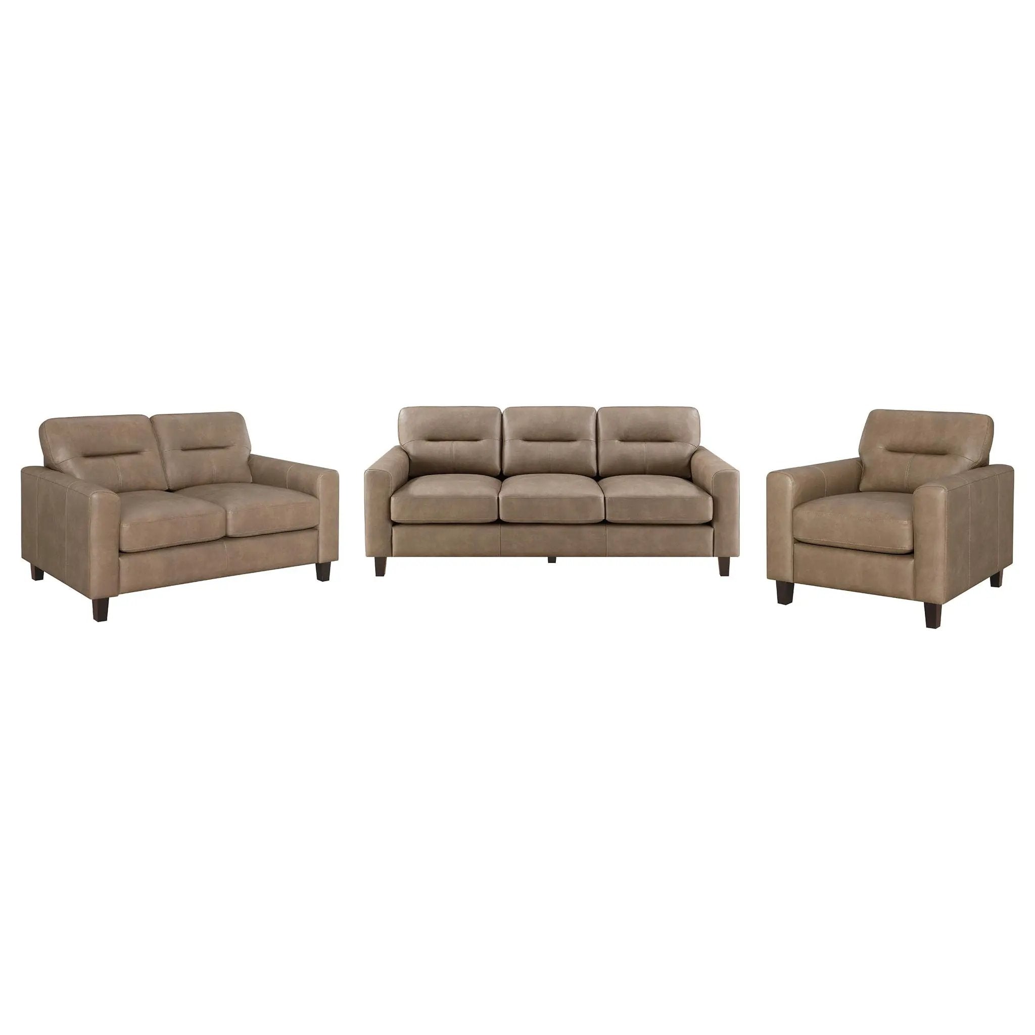 Scotland 3-piece Faux Leather Upholstered Sofa Set Brown by Unique Piece Furniture