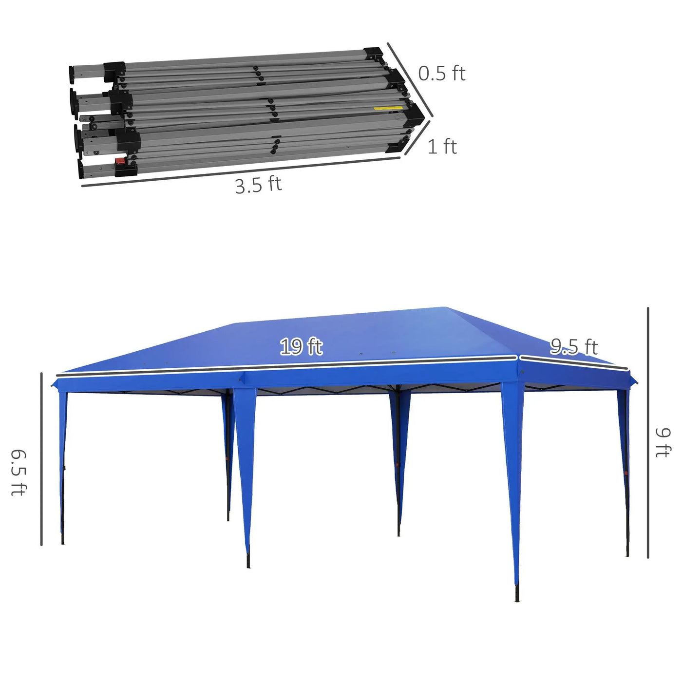 Outsunny - 10' x 19.2' Pop Up Canopy Tent, Heavy Duty Tent For Parties, Outdoor Instant Gazebo Sun Shade Shelter With Carry Bag For Catering, Events, Wedding, Backyard Bbq by Unique Piece Furniture