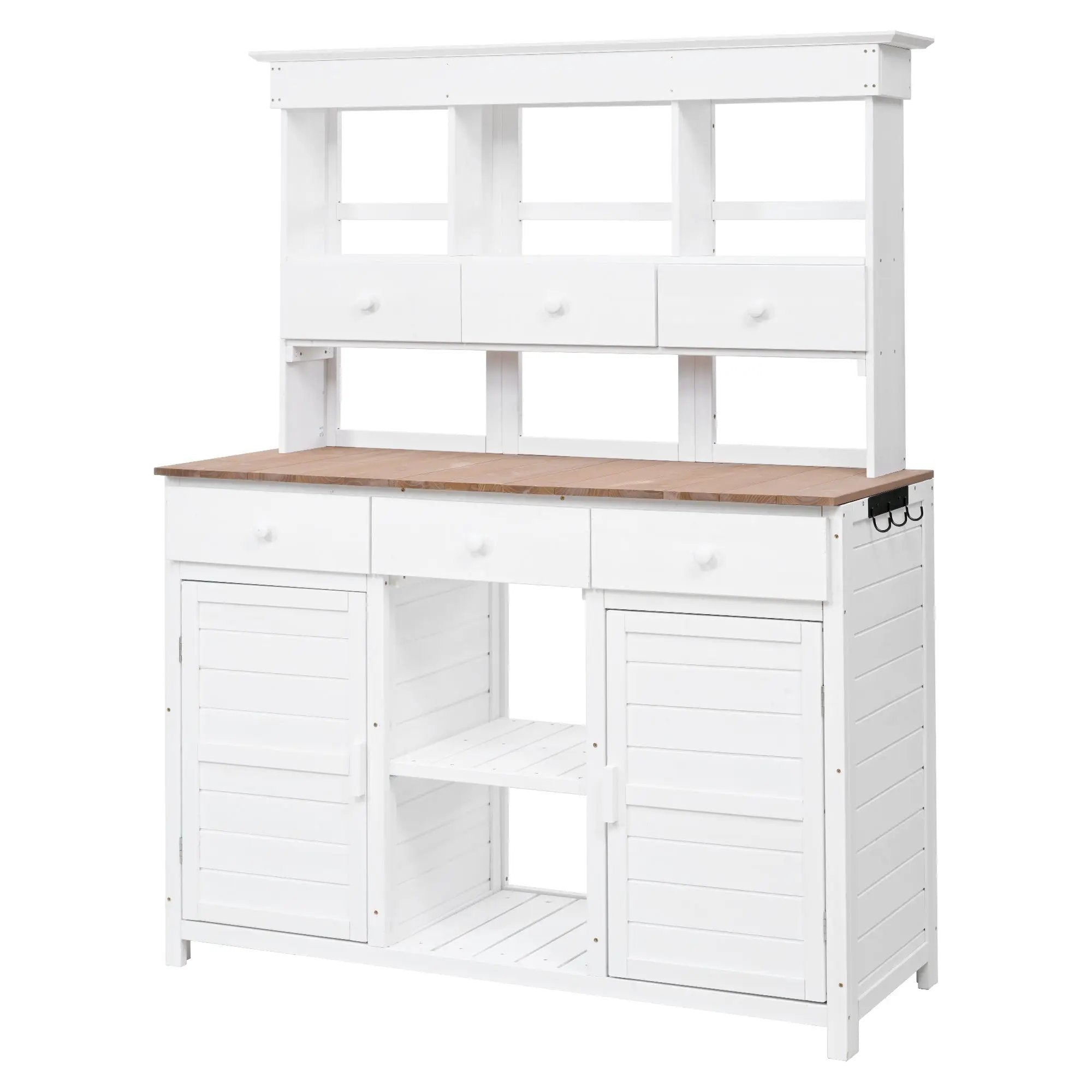 TOPMAX 65.7" Tall Garden Potting Bench Table with Hutch by HouseOfZazla