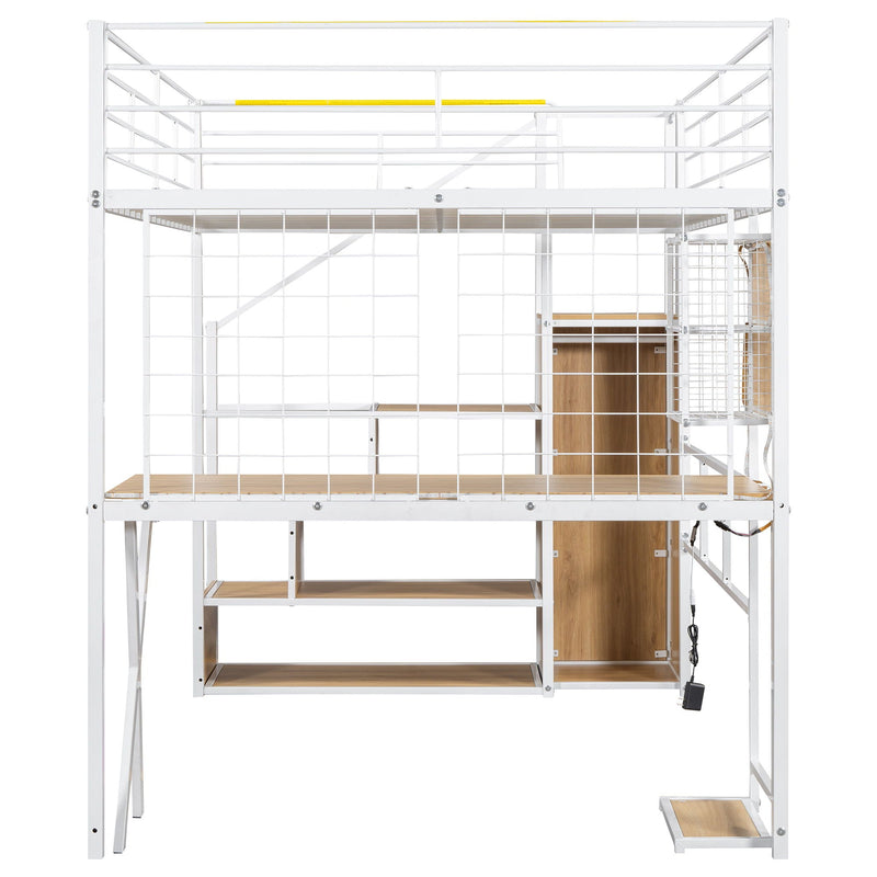 Loft Bed With Built In Work Station, Wardrobe, Storage Staircase And LED by HouseOfZazla