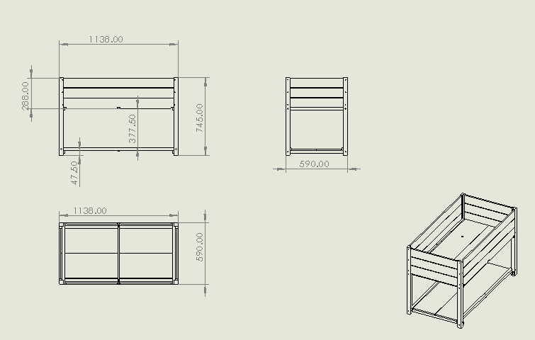 45" Iron-Wood Combined Growing Beds With Feet and Storage Racks by HouseOfZazla