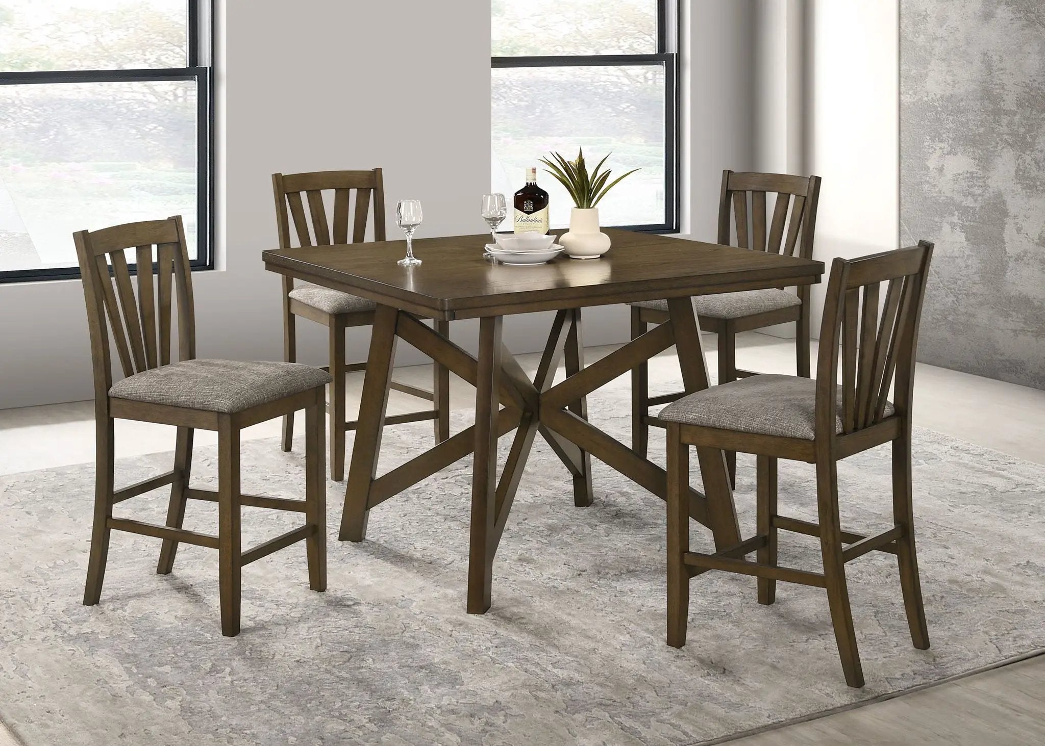 Canfield 5-piece 47-inch Counter Height Dining Set Brown by Unique Piece Furniture