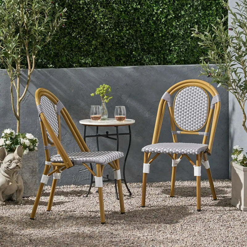 Outdoor Rattan and Aluminum French Bistro Chair Set by HouseOfZazla
