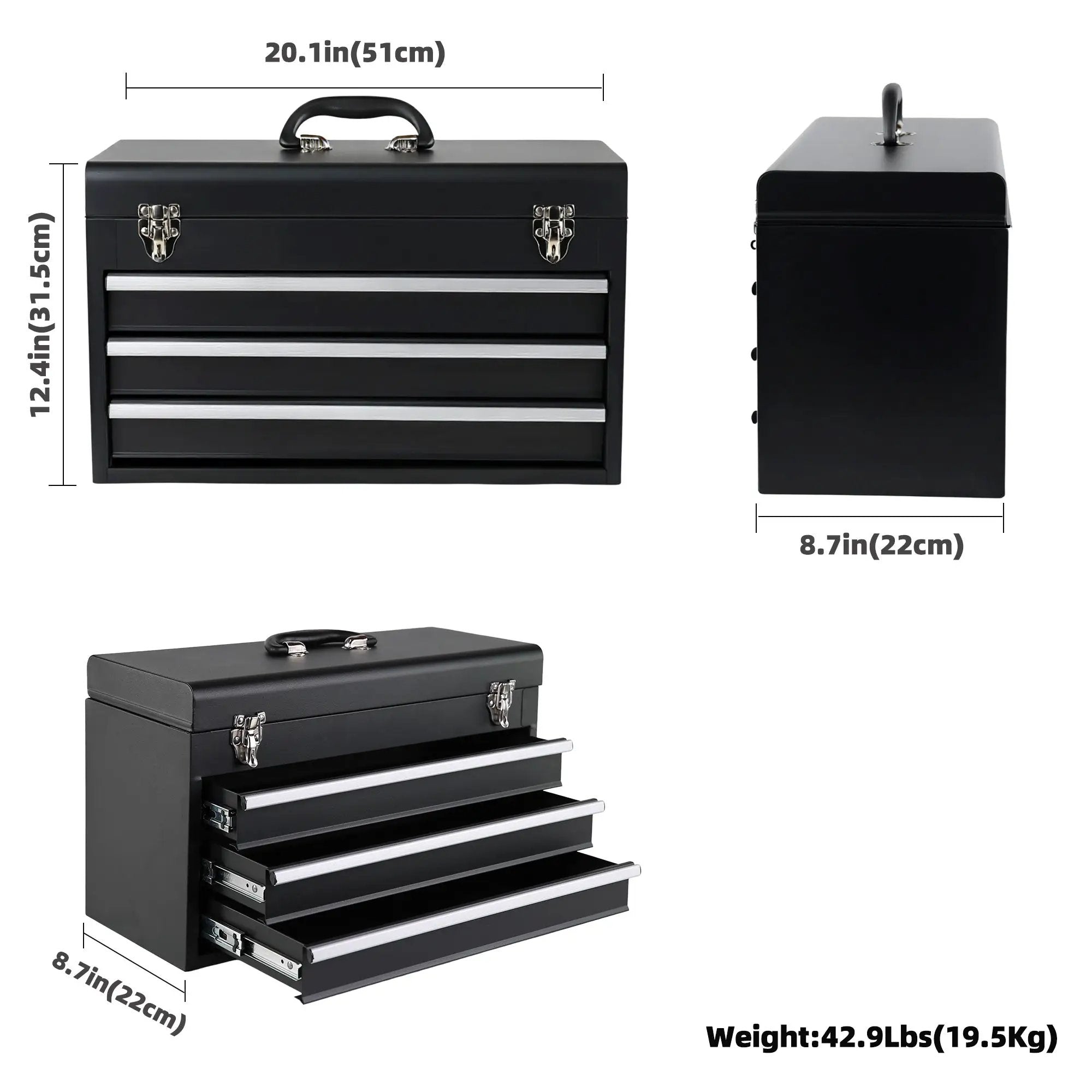 465-Piece Mechanics Tool Set with 3-Drawer Heavy Duty Metal Box Repair Tool Kit by HouseOfZazla
