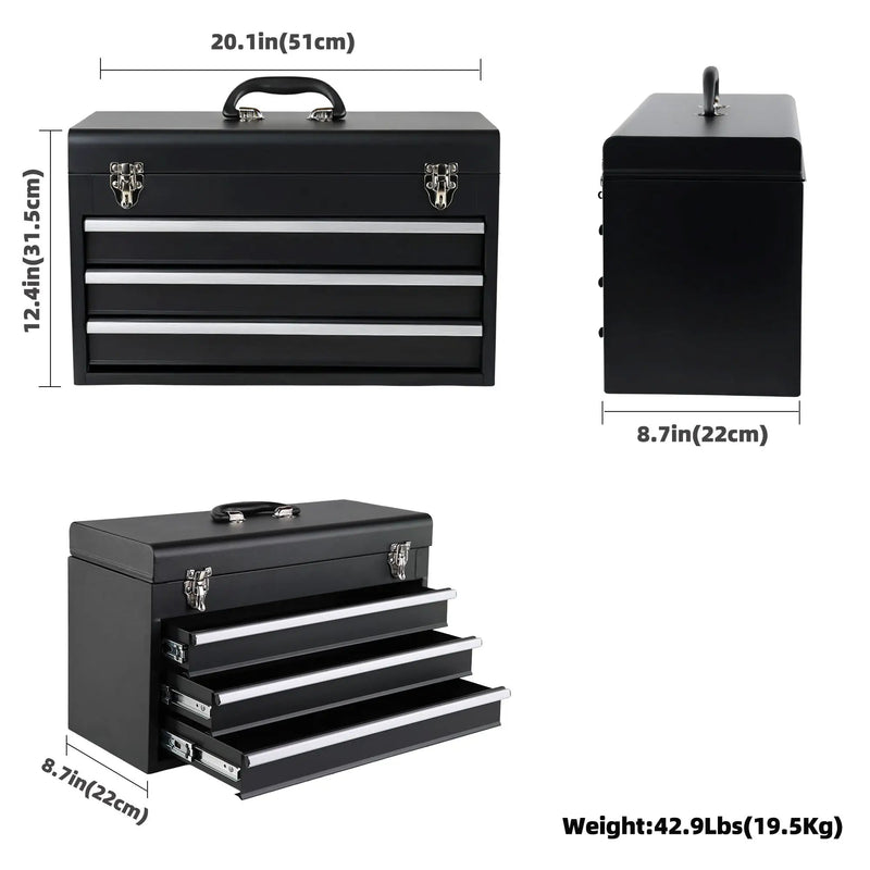 465-Piece Mechanics Tool Set with 3-Drawer Heavy Duty Metal Box Repair Tool Kit by HouseOfZazla