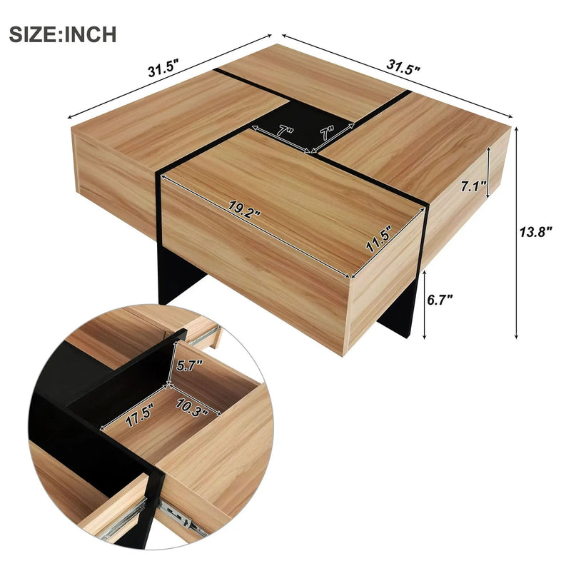 Wallace - Coffee Table With 4 Hidden Storage Compartments - Brown by Unique Piece Furniture