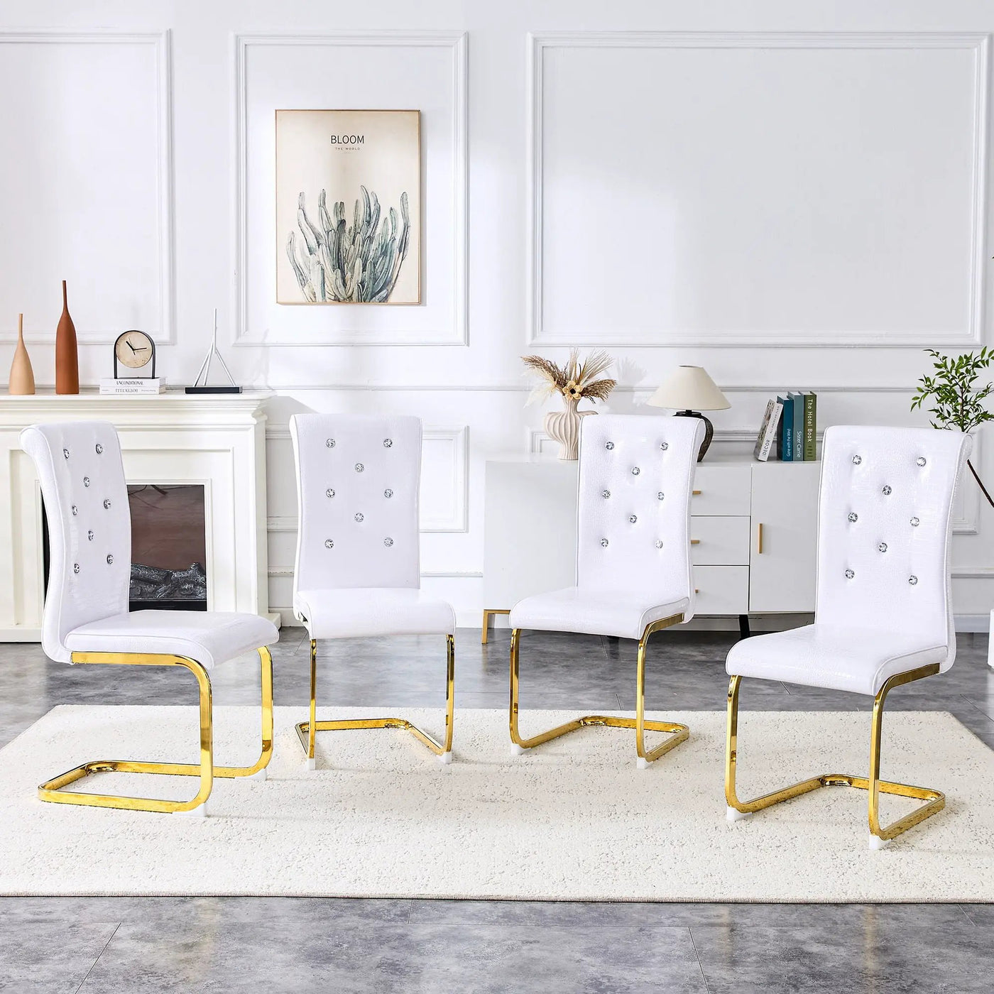 Elegant Design Alligator Skin Upholstered Dining Chairs by Unique Piece Furniture