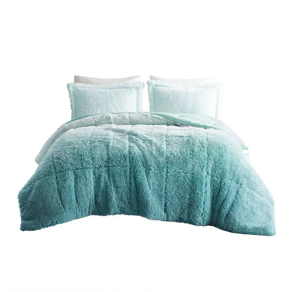 King Ombre Shaggy Long Fur Comforter Mini Set by HouseOfZazla
