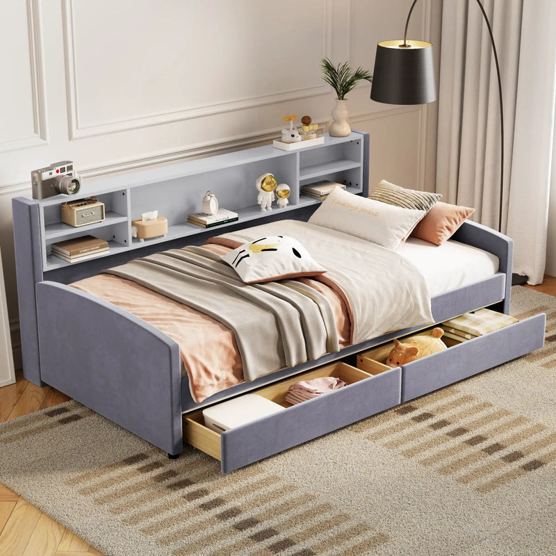 Luxurious Upholstered Platform Bed With Storage Drawers by Unique Piece Furniture