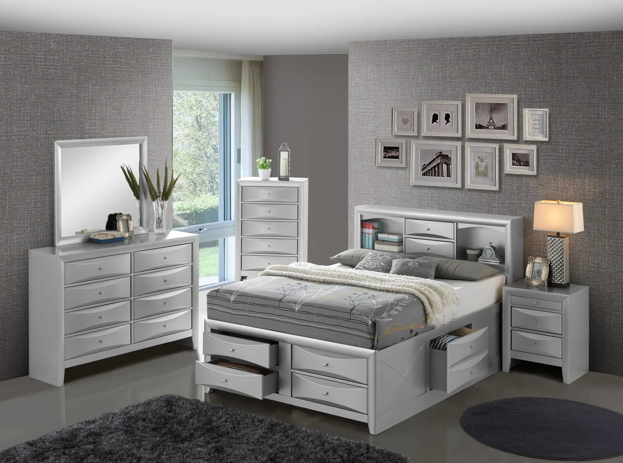 Modern Design Storage Bed With Bookcase Headboard by HouseOfZazla
