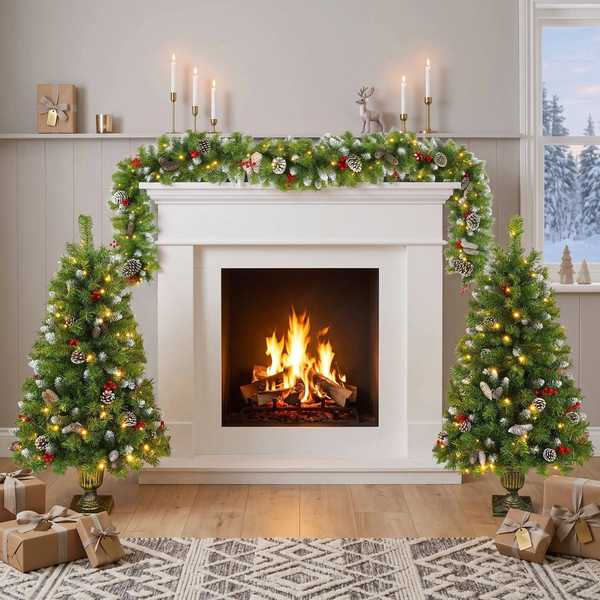 Pre-Lit Xmas Tree Artificial Christmas 3-Piece Set by HouseOfZazla
