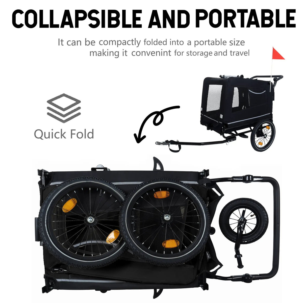 Extra Large 2-in-1 Bike Trailer & Push Cart for Pets by HouseOfZazla