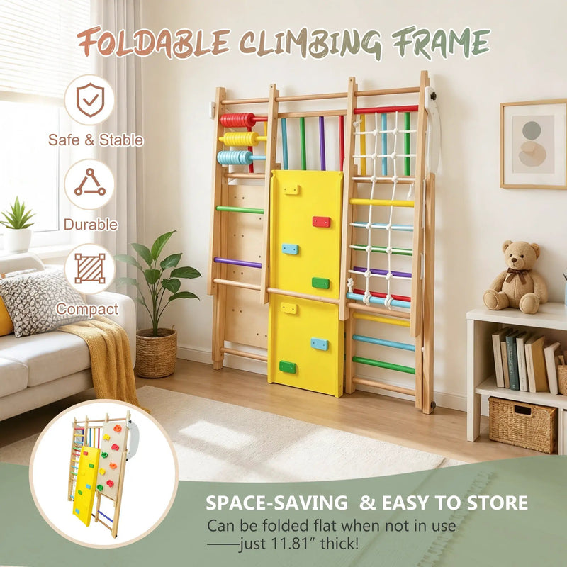 9-in-1 Foldable Kids Climbing Frame & Slide by HouseOfZazla