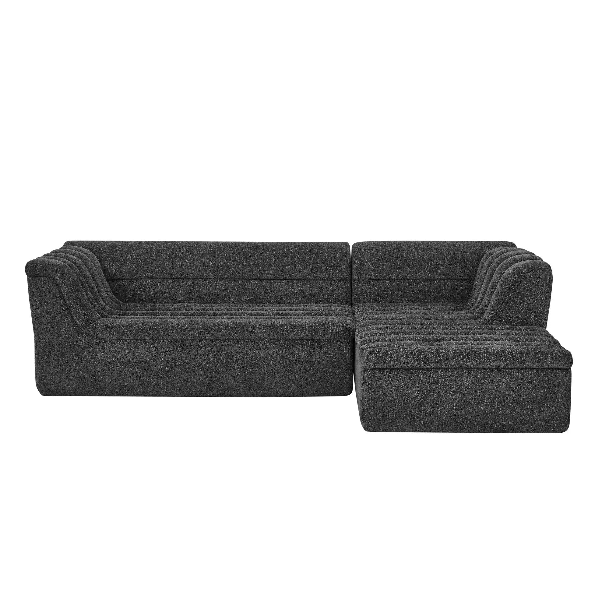 Upholstered L-Shaped Modular Sectional Sofa With Chaise, Wave-Shaped Armrest by Unique Piece Furniture