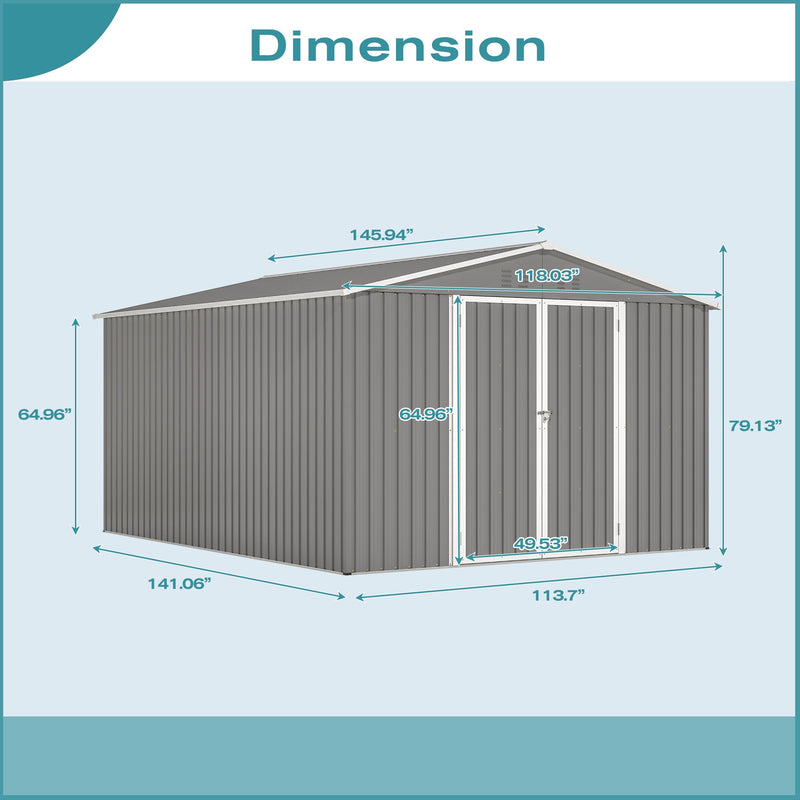 10 x 12 ft. Outdoor Storage Shed with Floor Frame Kit by HouseOfZazla