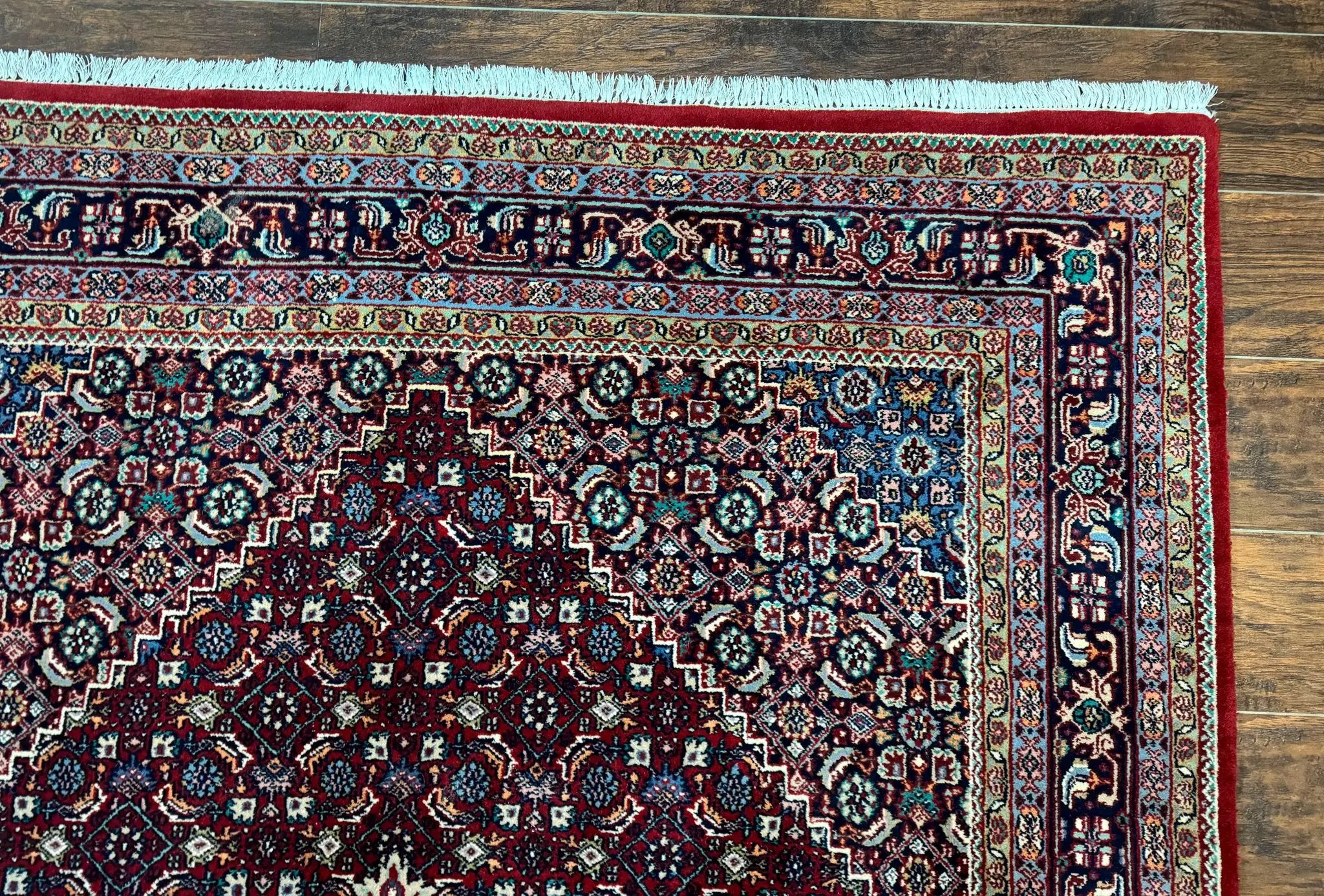 Indo Persian Bidjar Rug 6x9, Vintage Wool Handmade Carpet by Jewel Rugs