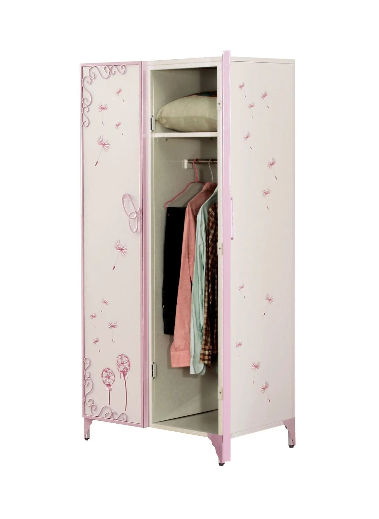 Priya II - Synthetic Leather Purple Wardrobe - Purple / White by Unique Piece Furniture