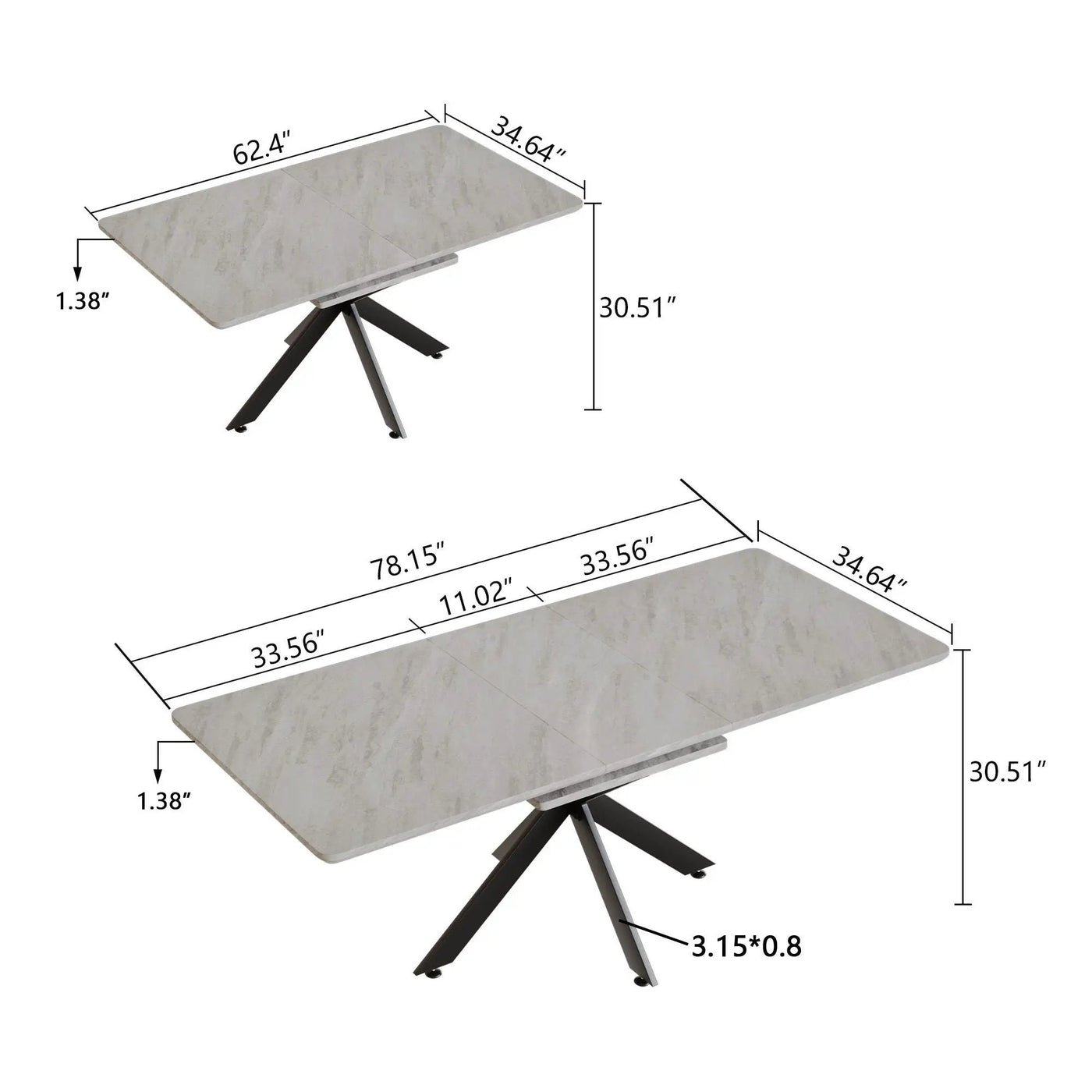 Modern Mid-Century Dining Table Set With Extendable Design by HouseOfZazla