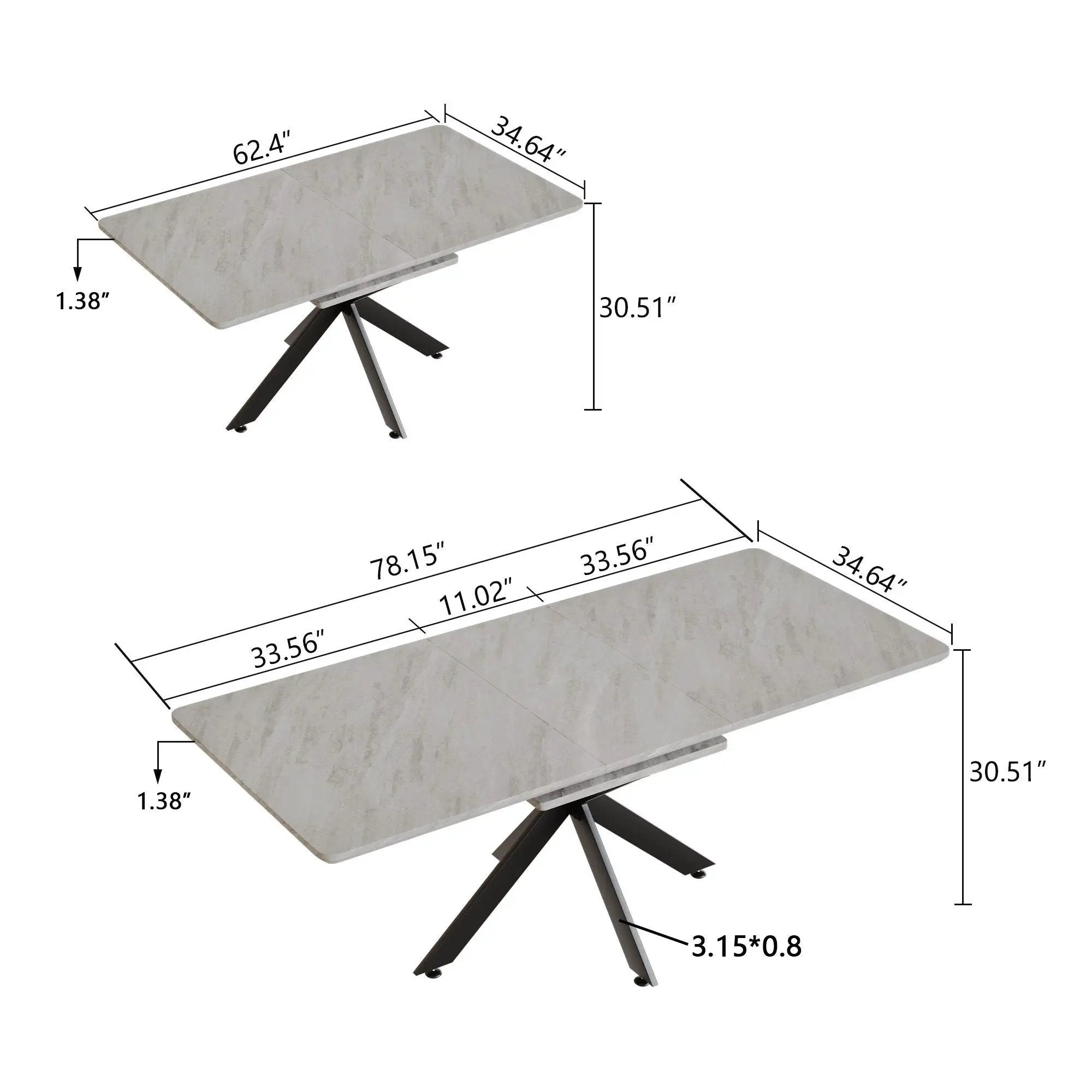 Modern Mid-Century Dining Table Set With Extendable Design by Unique Piece Furniture