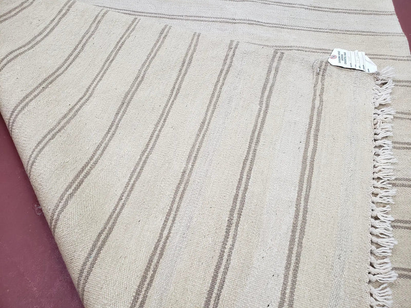 New Striped Turkish Kilim Area Rug 4x6 ft, Hand-Knotted, Wool, Light Gray, Earth Tone Decor, Flatweave Kilim, Two Toned Rug, Southwestern by Jewel Rugs