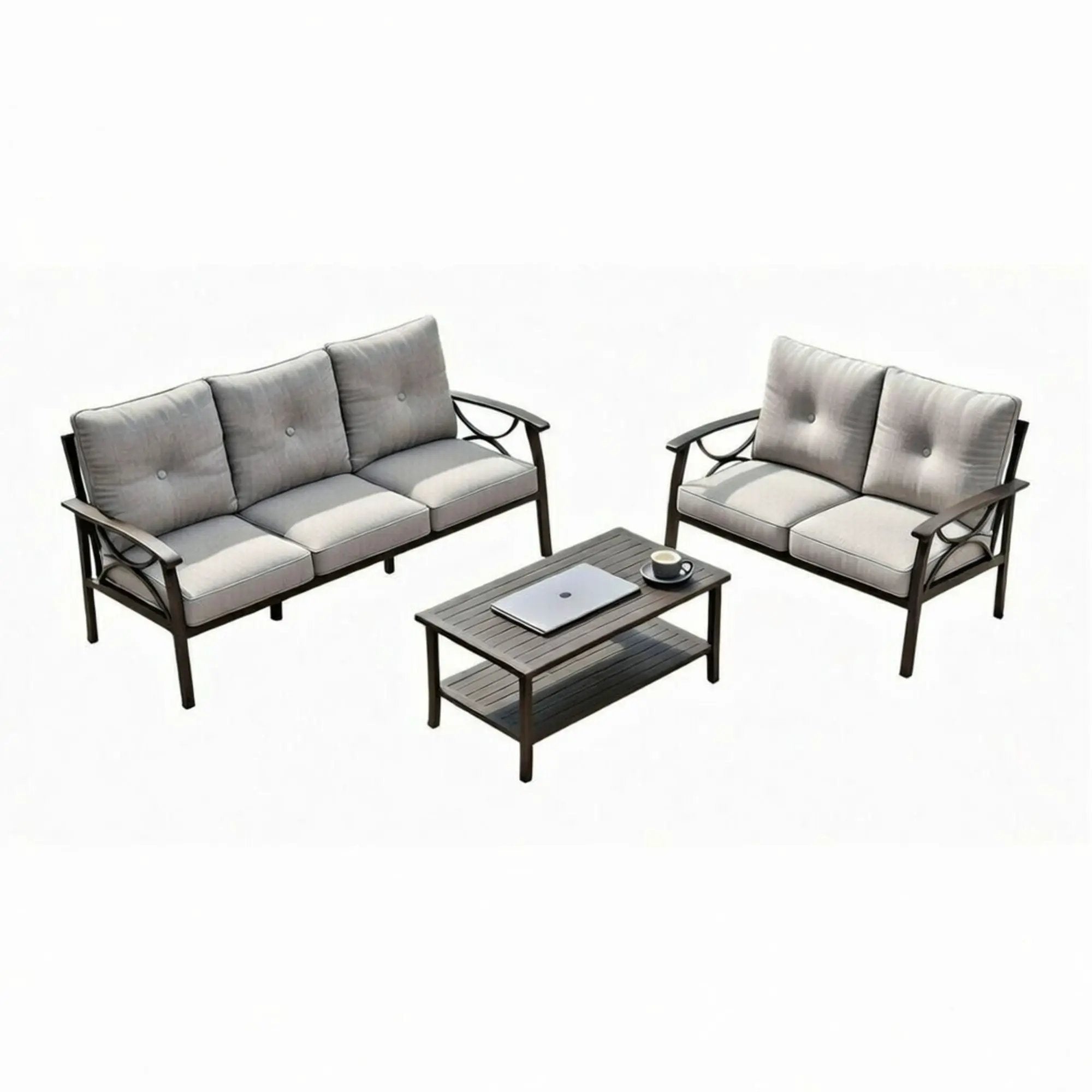 Patio Furniture Set with Coffee Table and Cushions for Backyard by HouseOfZazla