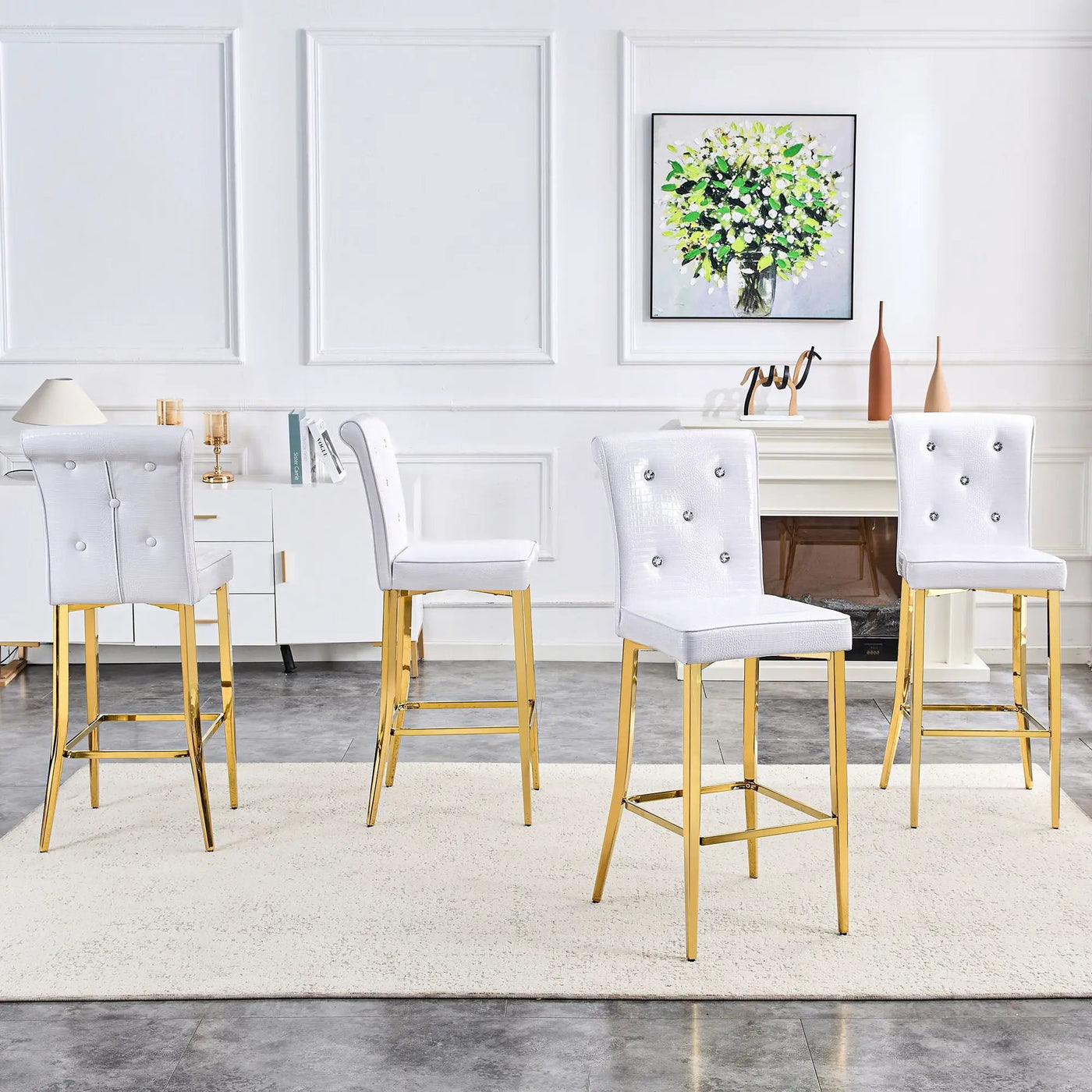 Bar Chairs With Crystal Clasp Design (Set of 2) by Unique Piece Furniture