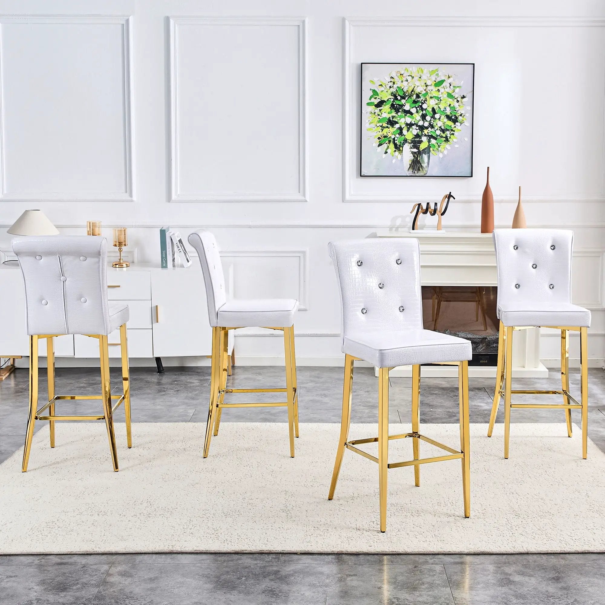 Bar Chairs With Crystal Clasp Design (Set of 2) by Unique Piece Furniture