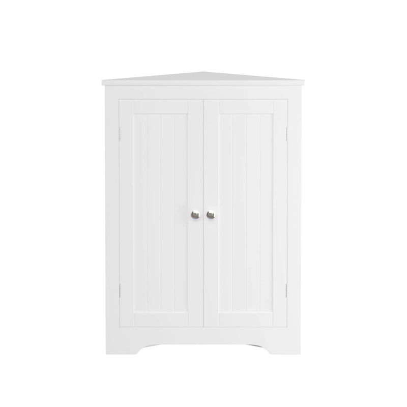 Corner Cabinet With 2 Doors And Adjustable Shelves, Freestanding Narrow Storage Organizer For Bathroom - White by Unique Piece Furniture