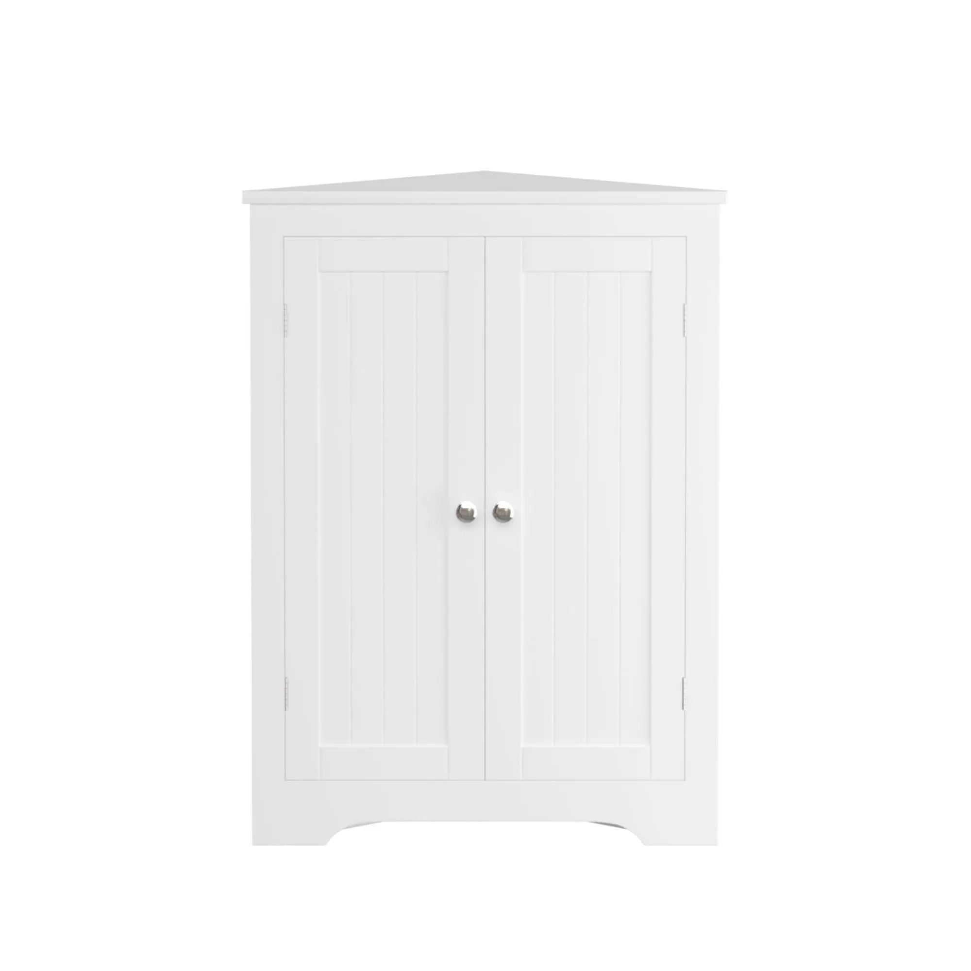 Corner Cabinet With 2 Doors And Adjustable Shelves, Freestanding Narrow Storage Organizer For Bathroom - White by HouseOfZazla