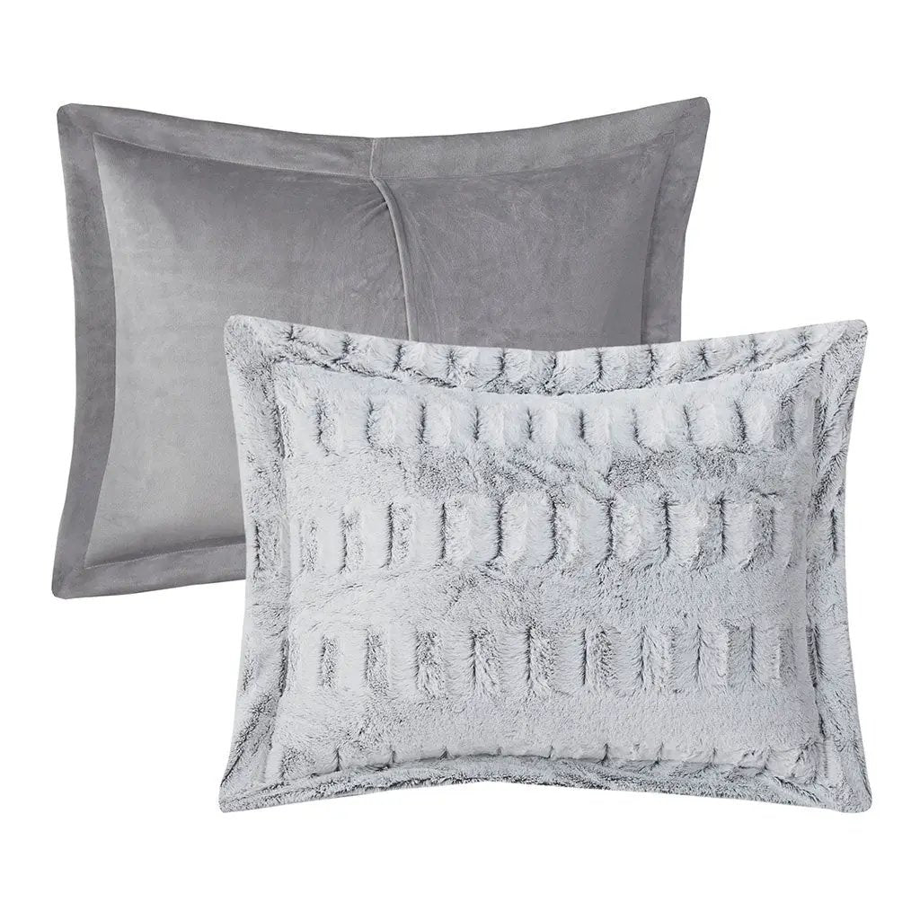 Full/Queen Back Print Long Fur Comforter Mini Set by HouseOfZazla