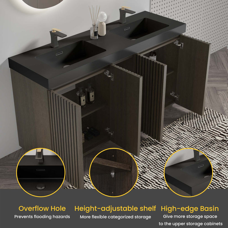 Galan 60" Smoked Oak Bathroom Vanity by HouseOfZazla