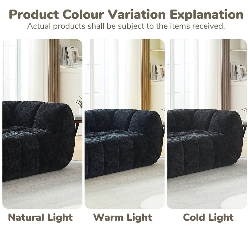 Quilted Cloud Sofa With Rounded Armrests And Piano Key Backrest Design by HouseOfZazla