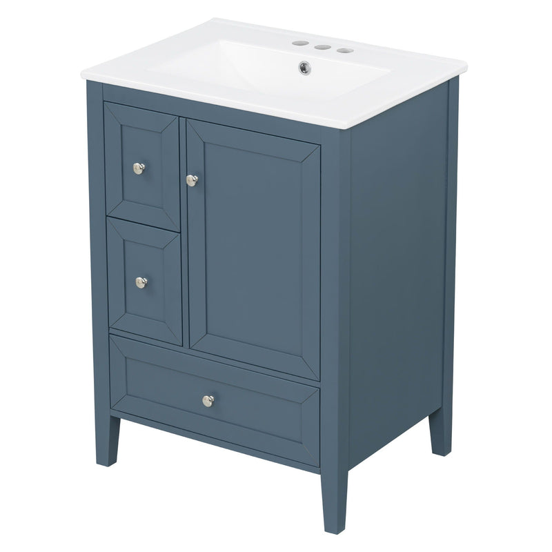 Modern Bathroom Vanity With Sink, Soft Close Drawers & Door, Storage Rack by HouseOfZazla