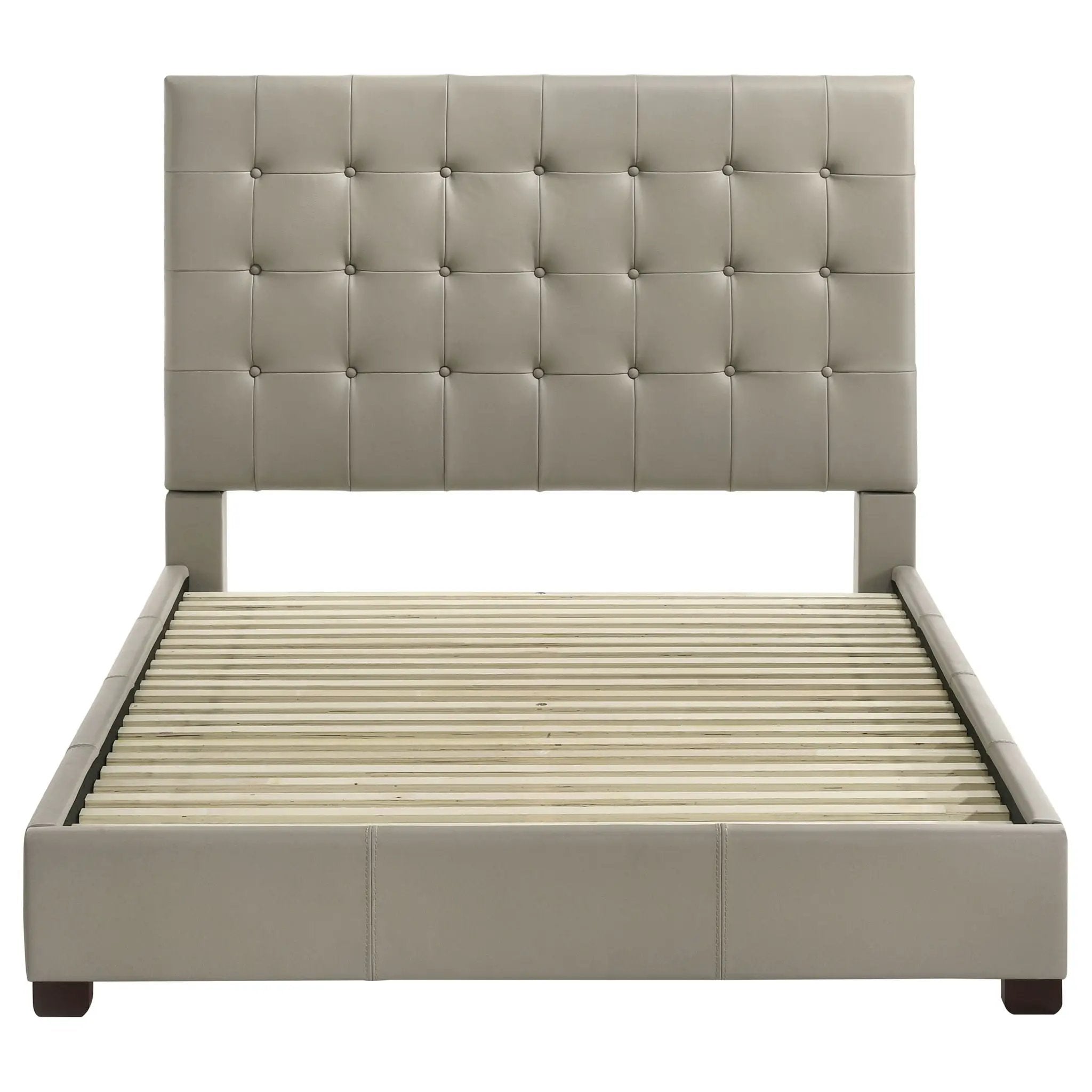 Medley Genuine Leather Queen Panel Platform Bed Tan by Unique Piece Furniture