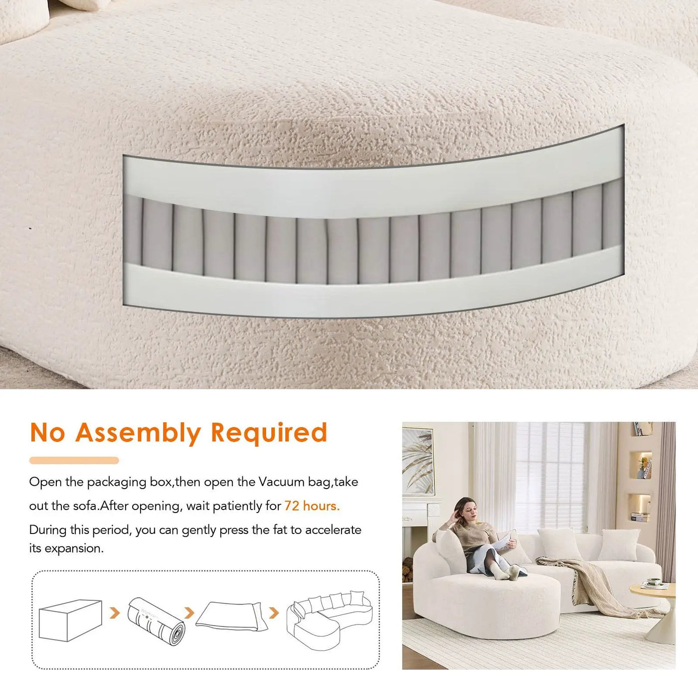 Combined Sofa With 4 Pillows by Unique Piece Furniture