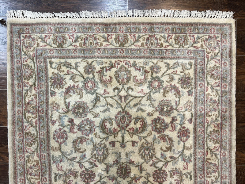 Indo Persian Rug 4x6, Vintage Handmade Wool Carpet, Floral Allover Pattern, Beige, Pair B by Jewel Rugs