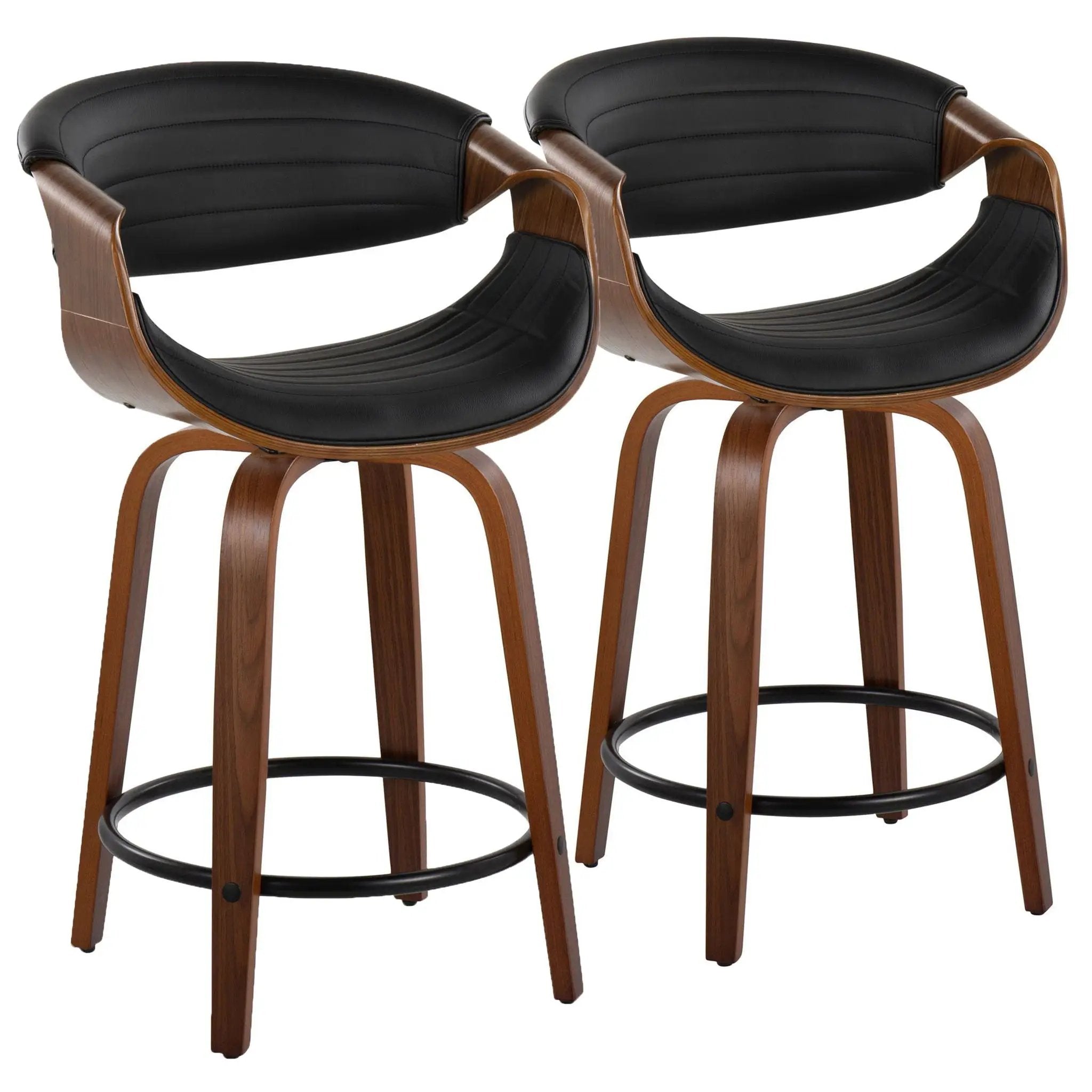 Symphony - Mid Century Modern Fixed Height Counter Stool With Swivel With Round Footrest (Set of 2) by HouseOfZazla