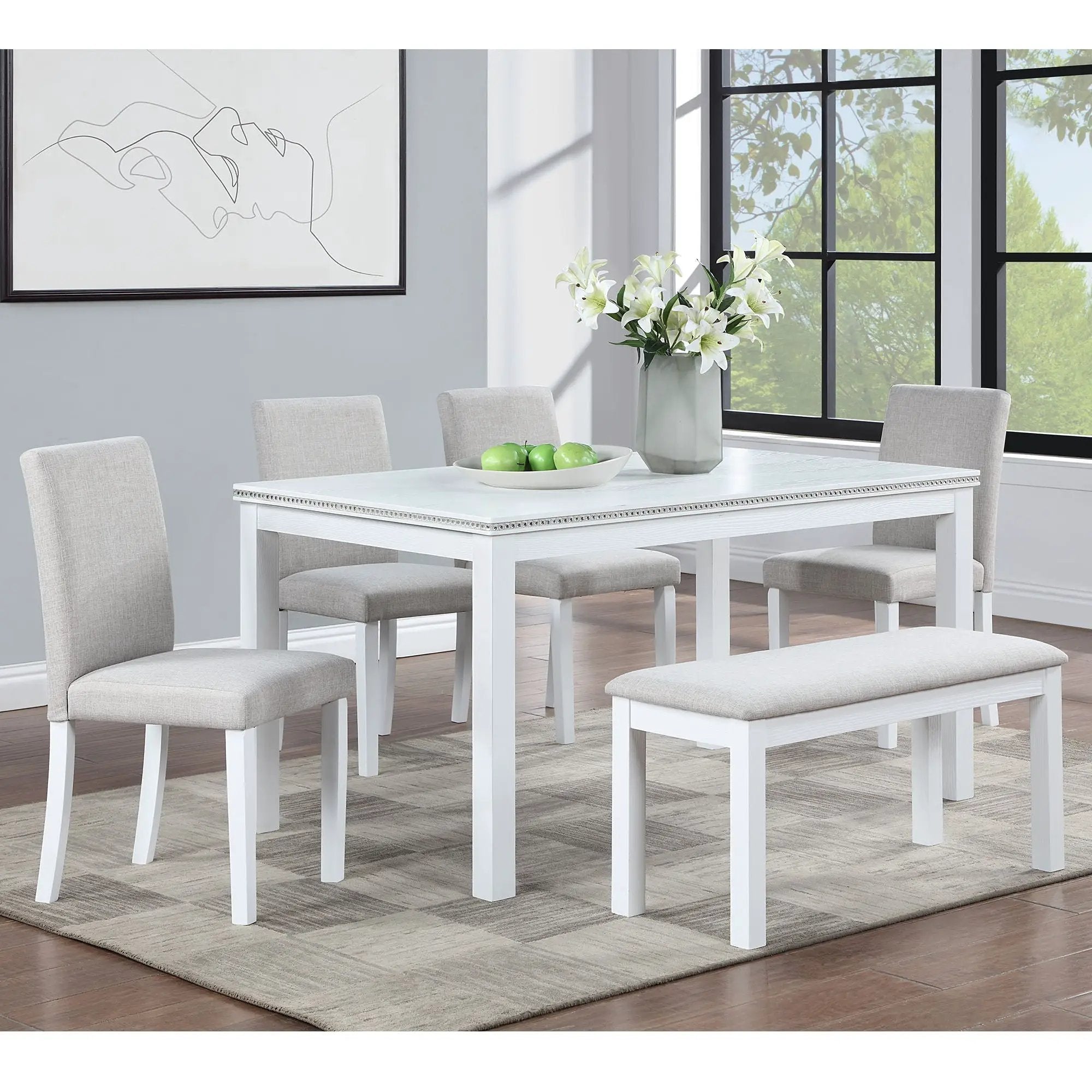 Dining Table Set With Crystal Decoration And Upholstered Chairs by HouseOfZazla