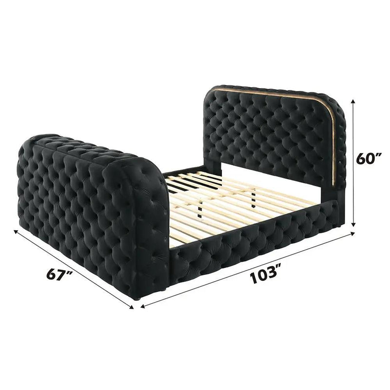 Kana - Bed With LED, Fireplace & TV Stand by Unique Piece Furniture