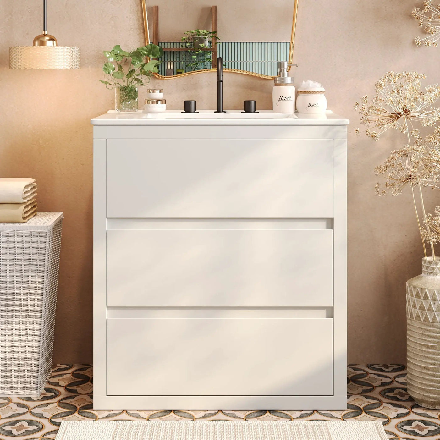 Freestanding Bathroom Vanity with Ceramic Sink and 2 Full Extension Drawers by HouseOfZazla