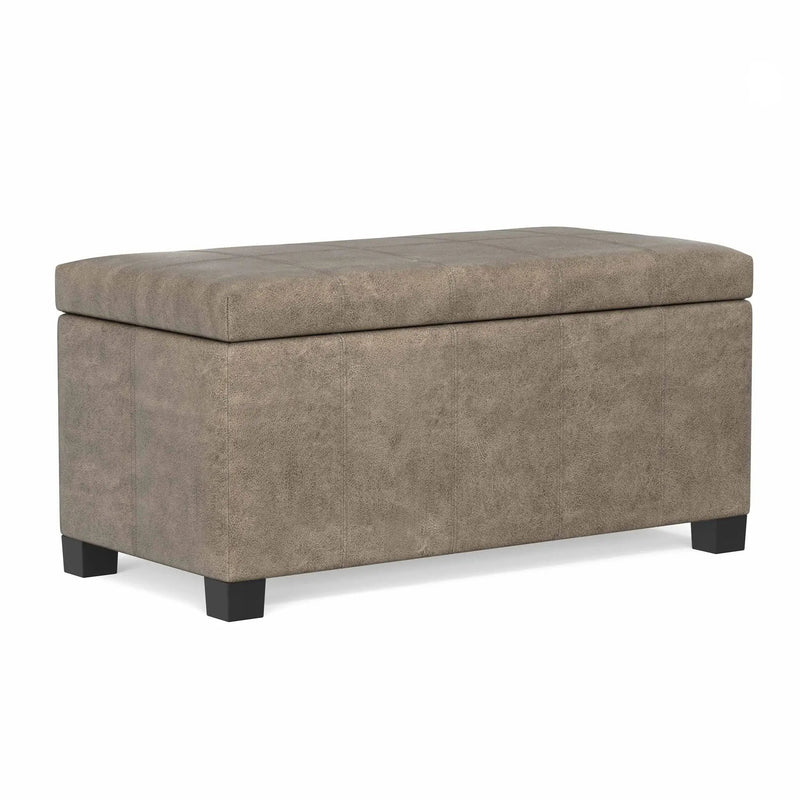 Dover - Storage Ottoman In Smoky Leather With Lift Up Storage - Brown by HouseOfZazla