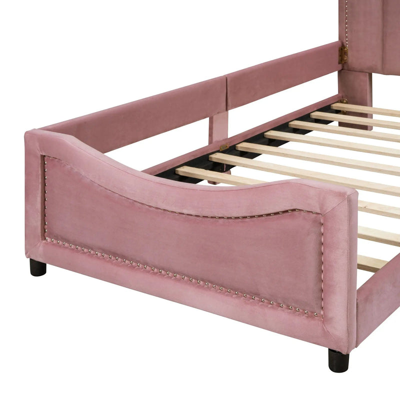 Upholstered Daybed With Classic Stripe Shaped Headboard by HouseOfZazla