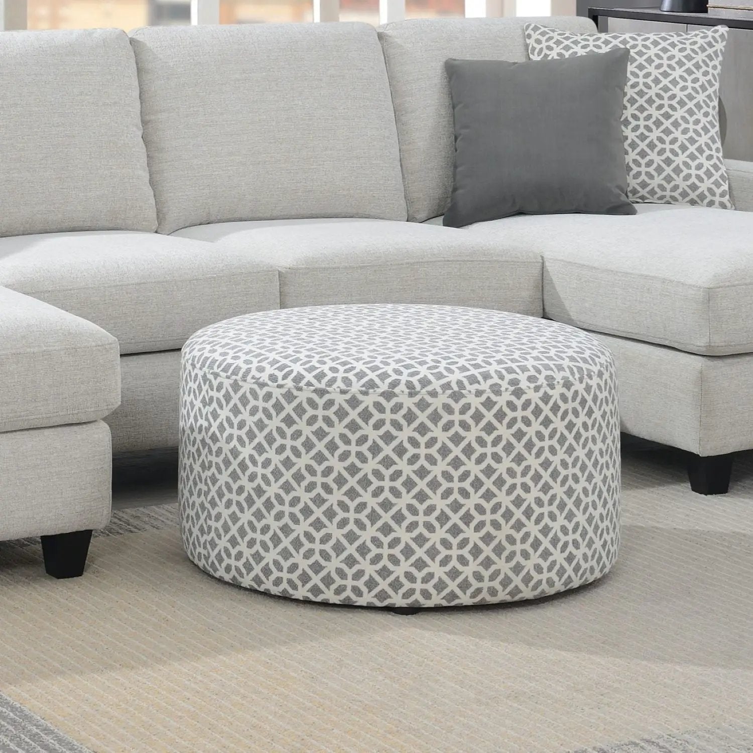 Round Ottoman - Gray by HouseOfZazla