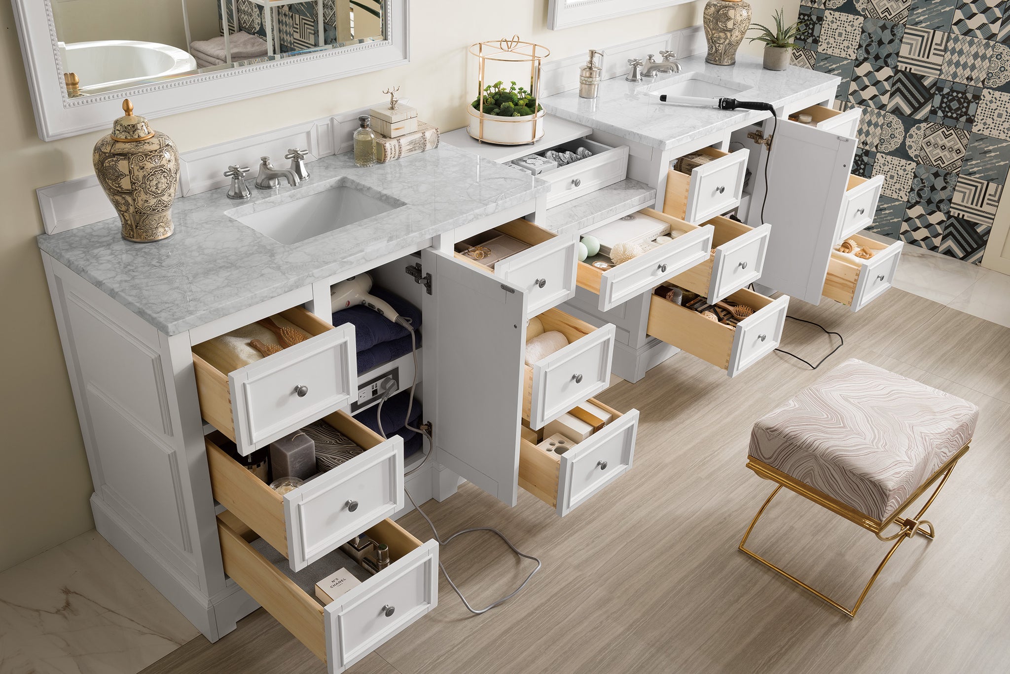 James Martin De Soto 118" Double Bathroom Vanity, Bright White, view 6