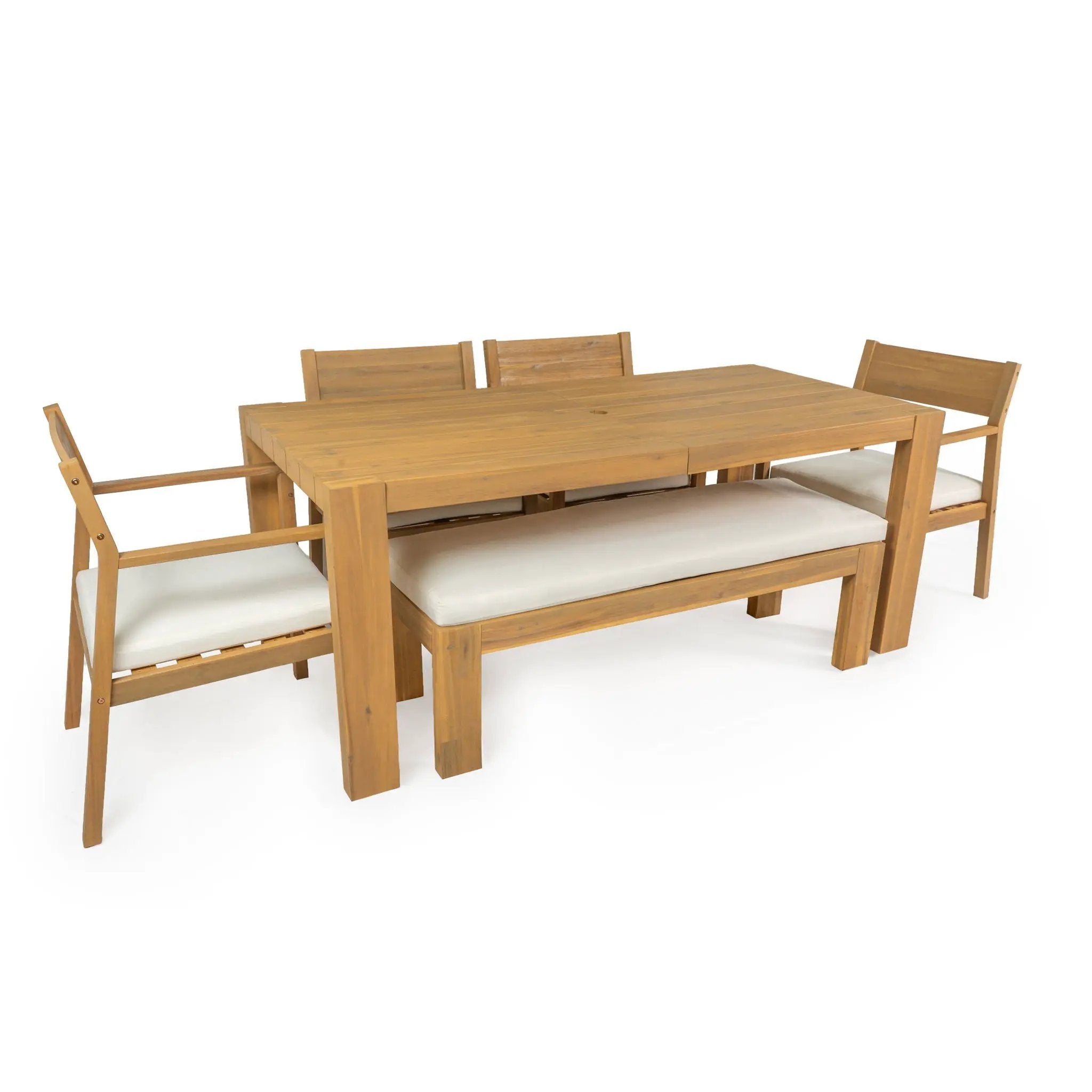 Outdoor Dining Set Rectangular Table With Umbrella Hole by Unique Piece Furniture