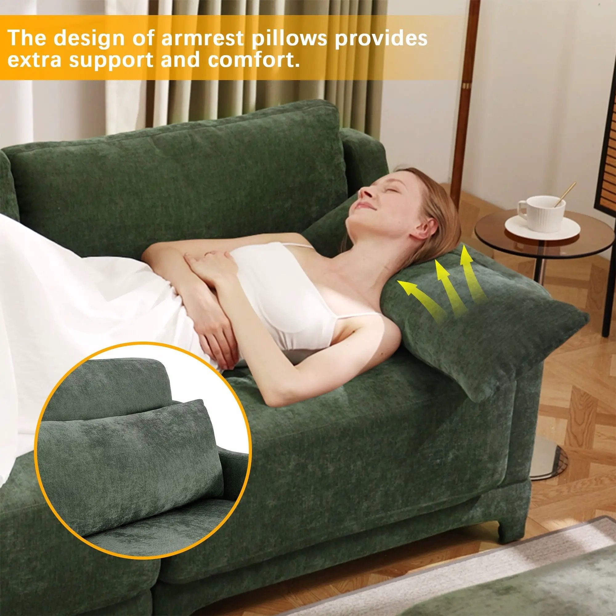 Stylish Sofa With Ottoman And Lumbar Pillows, Ergonomic Design by HouseOfZazla