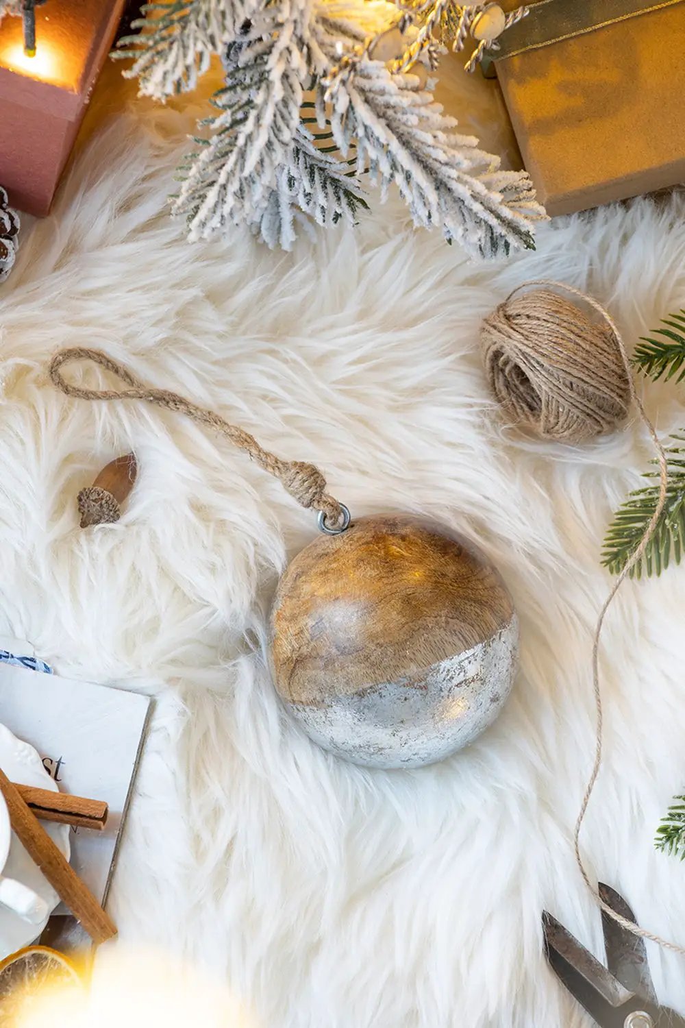 Christmas Ball Ornaments, Wood Decorative Hanging Ball Christmas Tree Ornaments For Holiday Party Decorations by Unique Piece Furniture